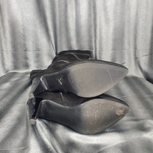 Impo Side Zip-up Mid-calf/Knee-hi Heels black Boots Santana Faux Suede Size 8.5M - Picture 11 of 15